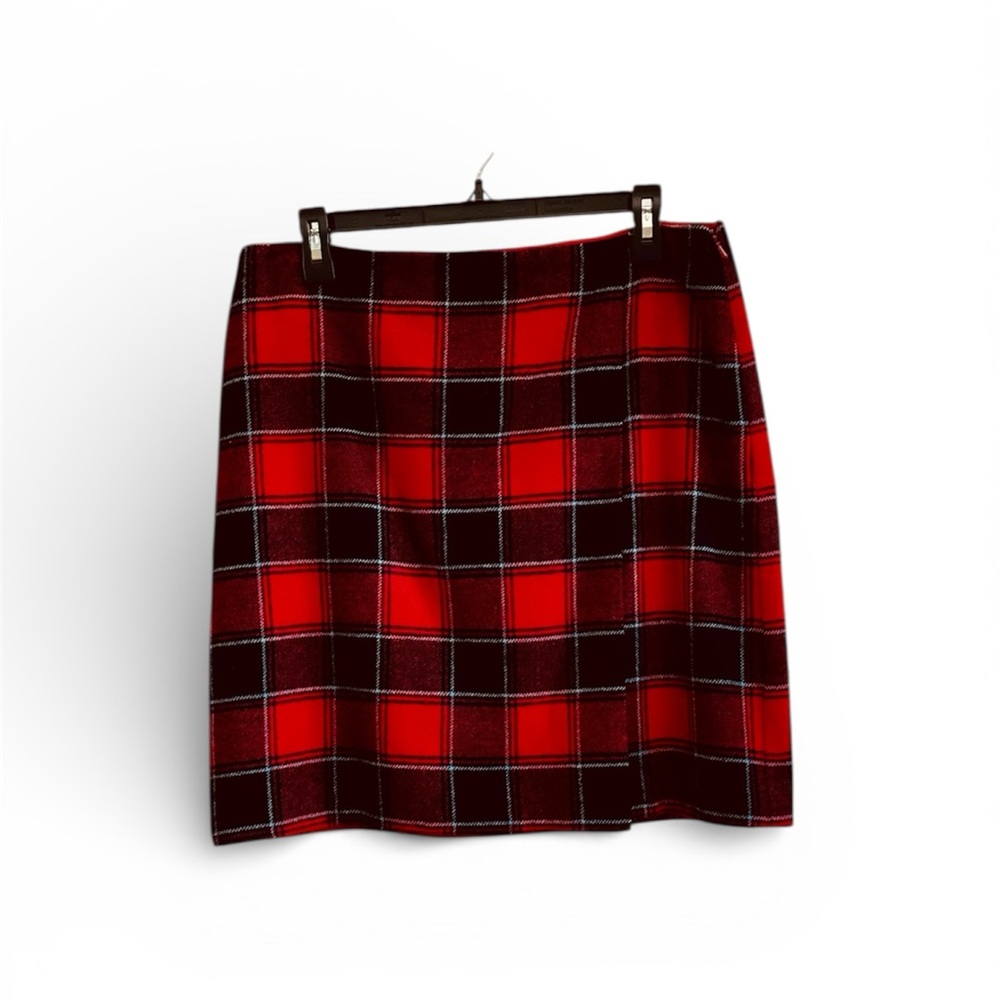 Talbots Red Black Plaid Mini Skirt Women’s 12P Like New